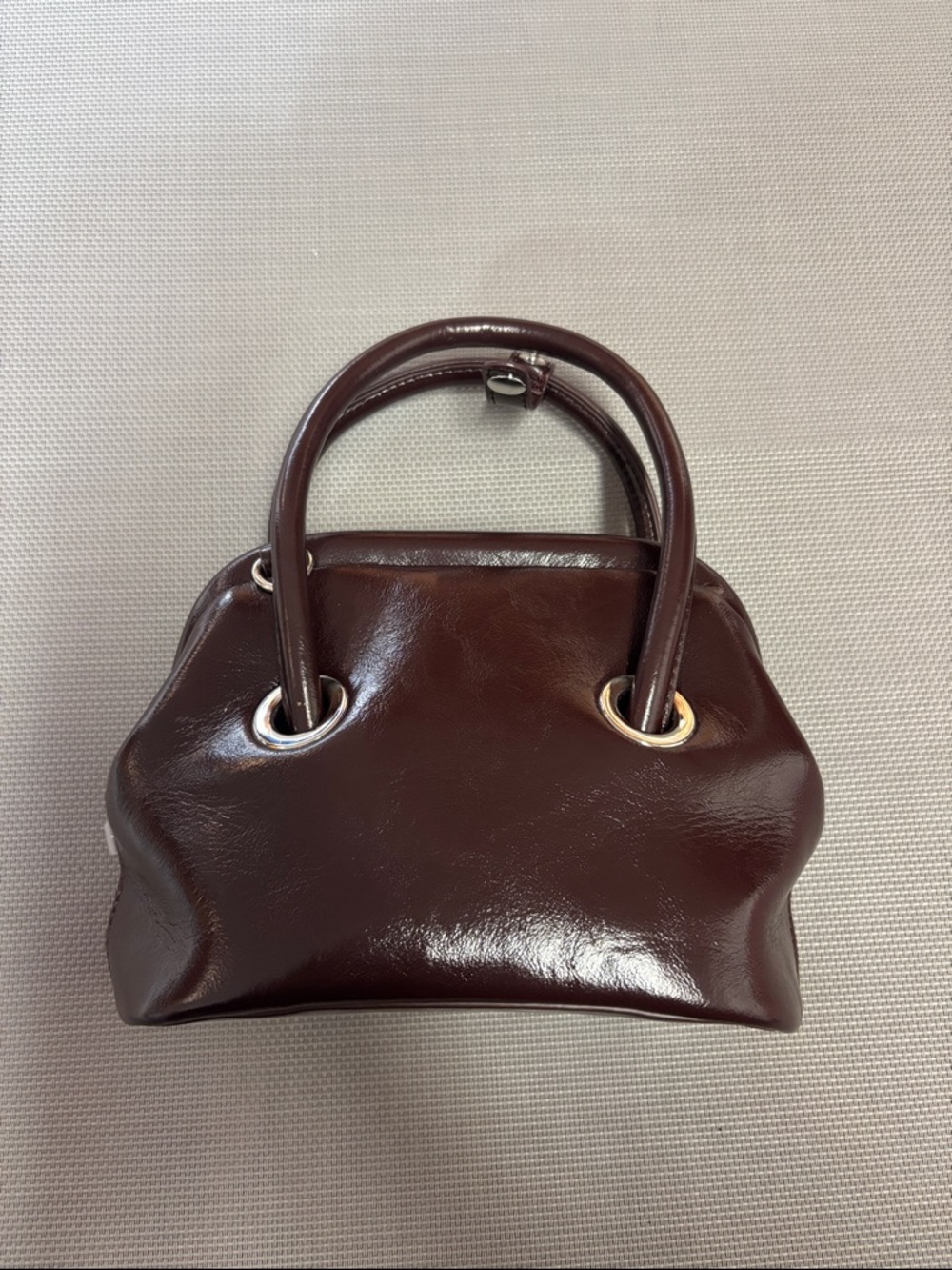 Anthropologie Polished Mini Top-Handle Bag in Dark Brown